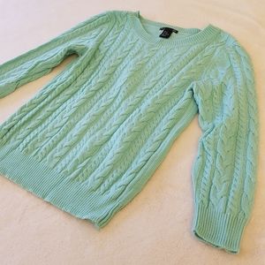 H&M Basics mint green cable knit sweater size xs